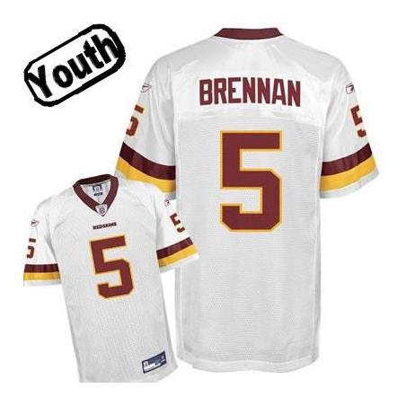 Colt Brennan Youth Football Jersey -#5 Washington Youth Jersey(White)