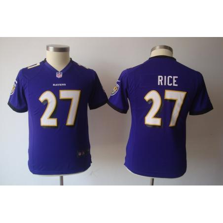 [NEW] Ray Rice Youth Football Jersey -#27 Baltimore Youth Jerseys (Purple)