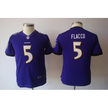 [NEW] Joe Flacco Youth Football Jersey -#5 Baltimore Youth Jerseys (Purple)