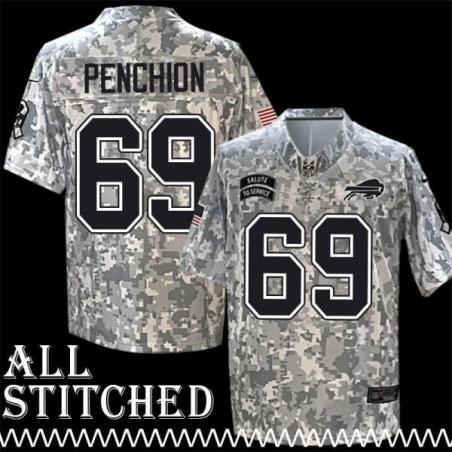 Bob Penchion Jersey Buffalo Bills #69 2024 Salute to Service Camo