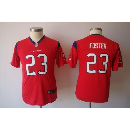 [NEW] Arian Foster Youth Football Jersey -#23 Houston Youth Jerseys (Red)