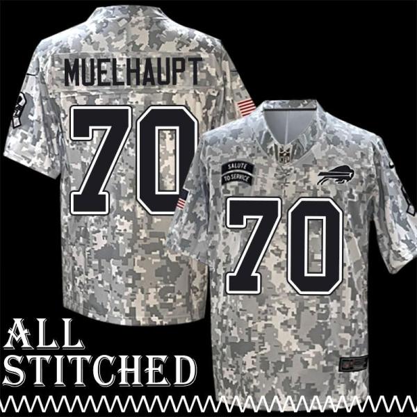 Chuck Muelhaupt Jersey Buffalo Bills #70 2024 Salute to Service Camo