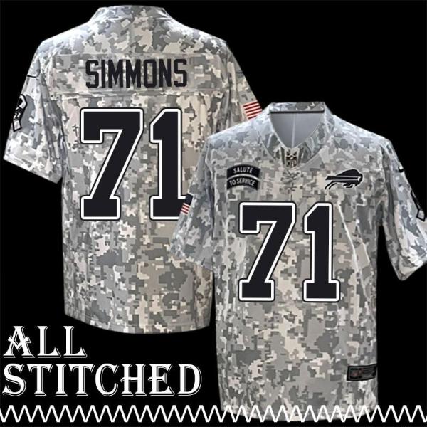 Kendall Simmons Jersey Buffalo Bills #71 2024 Salute to Service Camo