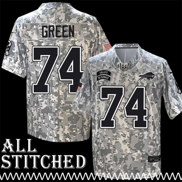 Donnie / Cornell Green Jersey Buffalo Bills #74 2024 Salute to Service Camo