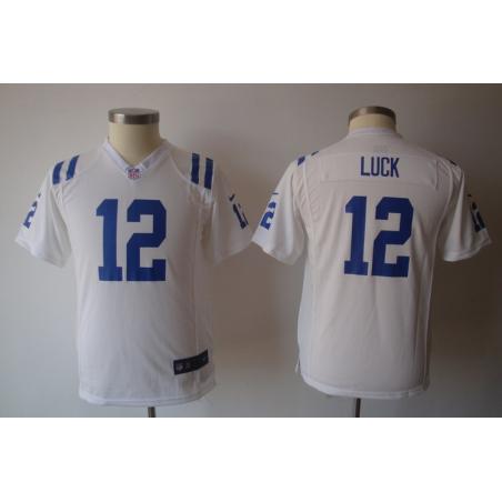 [NEW] Andrew Luck Youth Football Jersey -#12 Indianapolis Youth Jerseys (White)