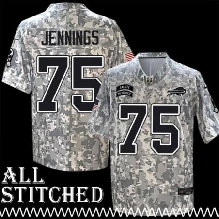 Jonas Jennings Jersey Buffalo Bills #75 2024 Salute to Service Camo