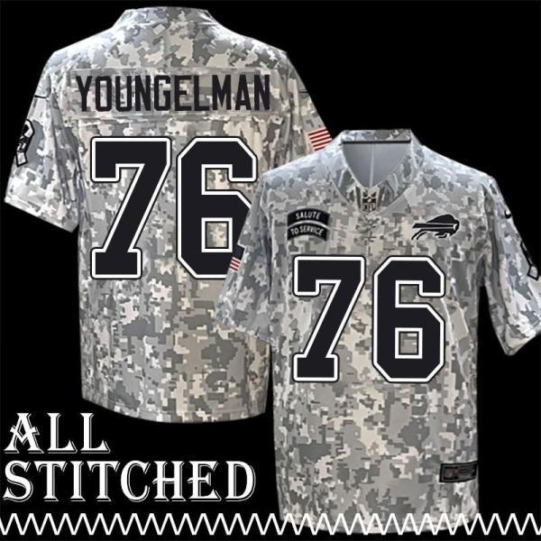 Sid Youngelman Jersey Buffalo Bills #76 2024 Salute to Service Camo