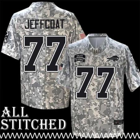 Jim Jeffcoat Jersey Buffalo Bills #77 2024 Salute to Service Camo