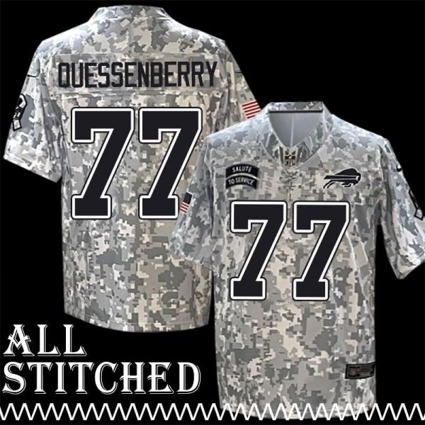 David Quessenberry Jersey Buffalo Bills #77 2024 Salute to Service Camo