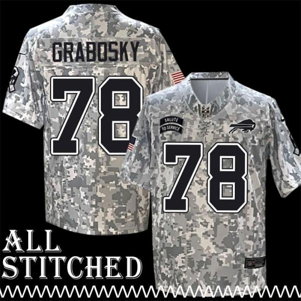 Gene Grabosky Jersey Buffalo Bills #78 2024 Salute to Service Camo