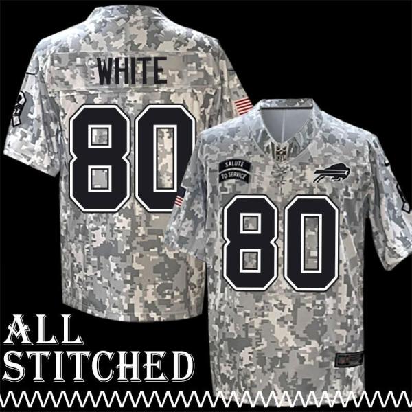 Jan White Jersey Buffalo Bills #80 2024 Salute to Service Camo