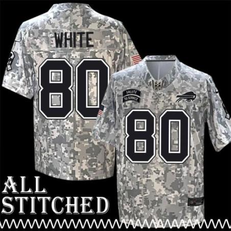 Jan White Jersey Buffalo Bills #80 2024 Salute to Service Camo