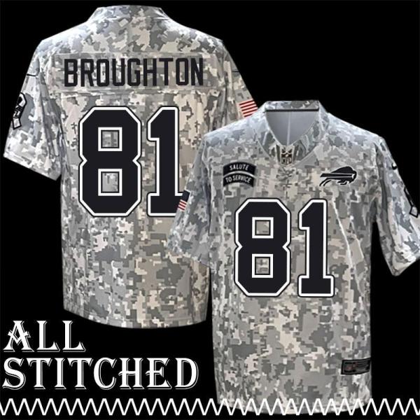 Walter Broughton Jersey Buffalo Bills #81 2024 Salute to Service Camo