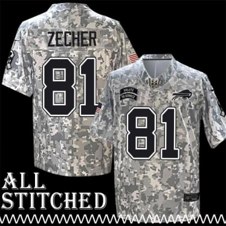 Rich Zecher Jersey Buffalo Bills #81 2024 Salute to Service Camo