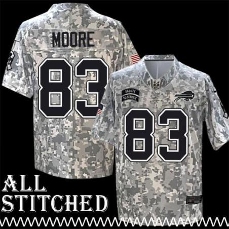 Dave Moore Jersey Buffalo Bills #83 2024 Salute to Service Camo