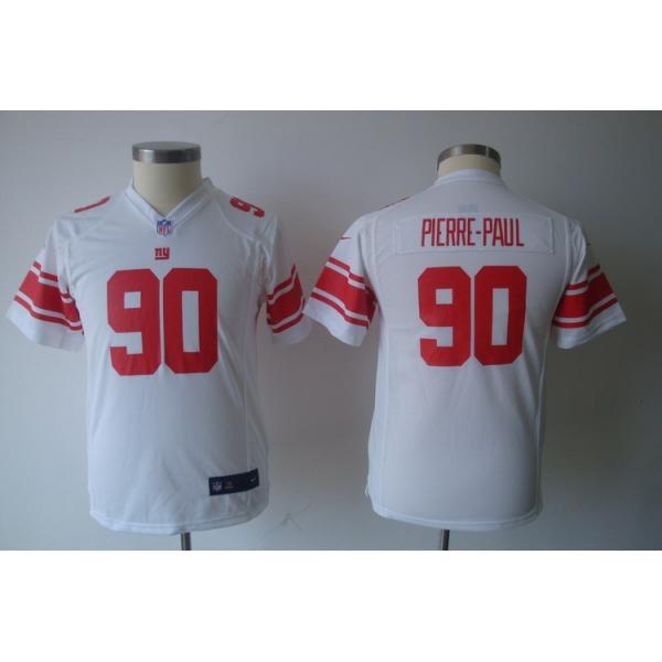 [NEW] Jason Pierre-Paul Youth Football Jersey -#90 NY-G Youth Jerseys (White)