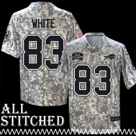 Sherman White Jersey Buffalo Bills #83 2024 Salute to Service Camo