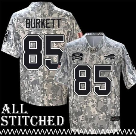 Chris Burkett Jersey Buffalo Bills #85 2024 Salute to Service Camo