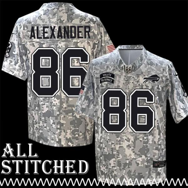 Mike Alexander Jersey Buffalo Bills #86 2024 Salute to Service Camo