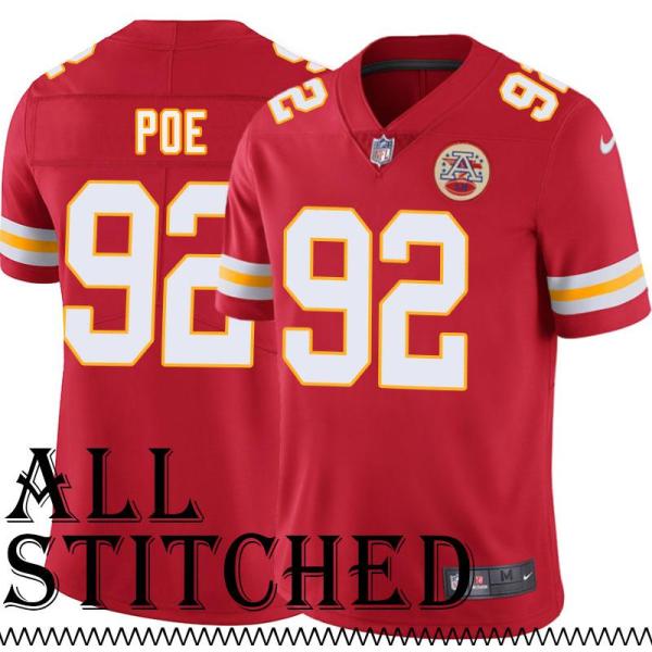 Red Home Dontari Poe Kansas City Chiefs Jersey #92