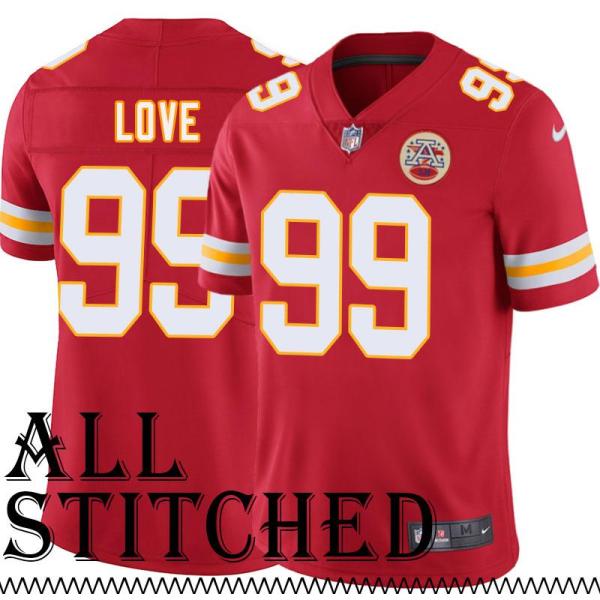 Red Home Kyle Love Kansas City Chiefs Jersey #99