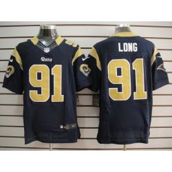 [NEW,Elite] Chris Long Football Jersey -St. Louis  #91 NEW Football Jersey(Blue)