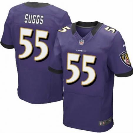 [NEW,Elite] Terrell Suggs Football Jersey -Baltimore #55 NEW Football Jersey(Purple)