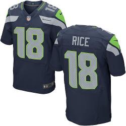 [NEW,Elite] Sidney Rice Football Jersey -Seattle #18 NEW Football Jersey(Blue)