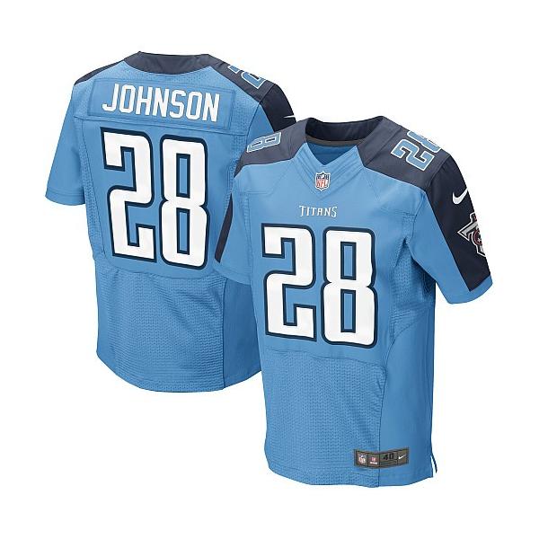 [NEW,Elite] Chris Johnson Football Jersey -Tennessee #28 NEW Football Jersey(Light Blue)