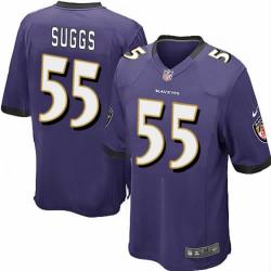 [NEW,Game] Terrell Suggs Football Jersey -Baltimore #55 FOOTBALL Jerseys(Purple)