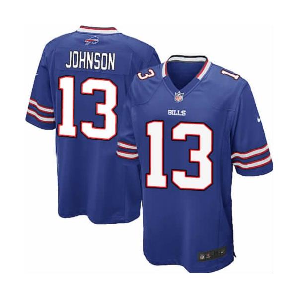 [NEW,Game] Steve Johnson Football Jersey -Buffalo #13 FOOTBALL Jerseys(Blue)