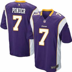 7 CHRISTIAN PONDER Minnesota Vikings NFL QB Purple Mint Throwback Jersey