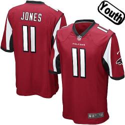 [NEW,Sewn-on]Julio Jones Youth Football Jersey - Atlanta #11 JONES Jersey (Red) For Youth/Kid