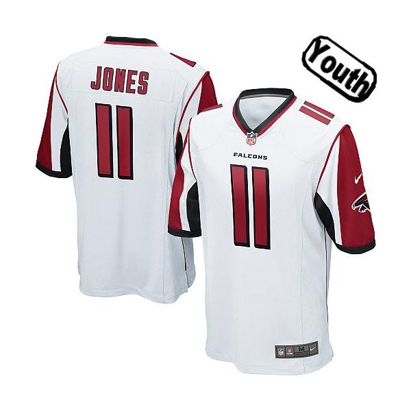 [NEW,Sewn-on]Julio Jones Youth Football Jersey - Atlanta #11 JONES Jersey (White) For Youth/Kid