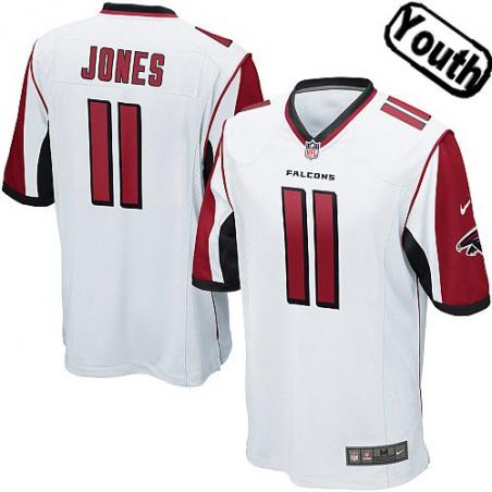 [NEW,Sewn-on]Julio Jones Youth Football Jersey - Atlanta #11 JONES Jersey (White) For Youth/Kid