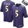 [NEW,Sewn-on]Joe Flacco Youth Football Jersey - Baltimore #5 FLACCO Jersey (Purple) For Youth/Kid