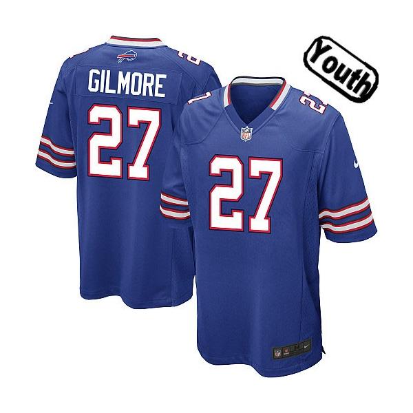 [NEW,Sewn-on]Stephon Gilmore Youth Football Jersey - Buffalo #27 GILMORE Jersey (Blue) For Youth/Kid