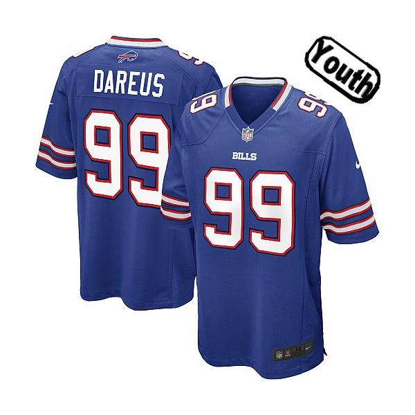 [NEW,Sewn-on]Marcell Dareus Youth Football Jersey - Buffalo #99 DAREUS Jersey (Blue) For Youth/Kid