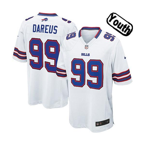 [NEW,Sewn-on]Marcell Dareus Youth Football Jersey - Buffalo #99 DAREUS Jersey (White) For Youth/Kid