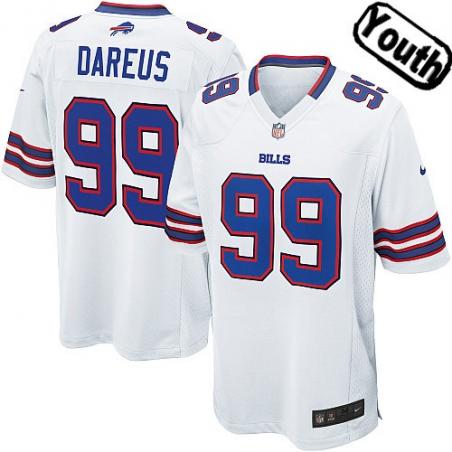 [NEW,Sewn-on]Marcell Dareus Youth Football Jersey - Buffalo #99 DAREUS Jersey (White) For Youth/Kid