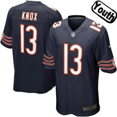 [NEW,Sewn-on]Johnny Knox Youth Football Jersey - Chicago #13 KNOX Jersey (Blue) For Youth/Kid