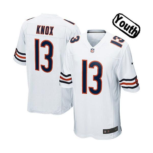 [NEW,Sewn-on]Johnny Knox Youth Football Jersey - Chicago #13 KNOX Jersey (White) For Youth/Kid