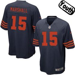 [NEW,Sewn-on]Brandon Marshall Youth Football Jersey - Chicago #15 MARSHALL Jersey (Blue Yellow Number) For Youth/Kid