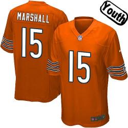 [NEW,Sewn-on]Brandon Marshall Youth Football Jersey - Chicago #15 MARSHALL Jersey (Orange) For Youth/Kid