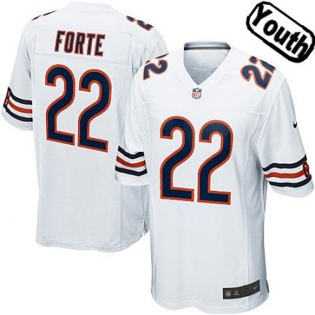 [NEW,Sewn-on]Matt Forte Youth Football Jersey - Chicago #22 FORTE Jersey (White) For Youth/Kid