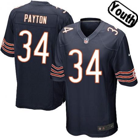 [NEW,Sewn-on]Walter Payton Youth Football Jersey - Chicago #34 PAYTON Jersey (Blue) For Youth/Kid