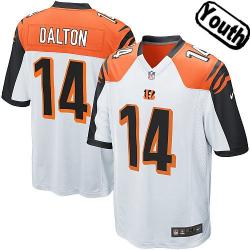 [NEW,Sewn-on]Andy Dalton Youth Football Jersey - Cincinnati #14 DALTON Jersey (White) For Youth/Kid