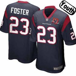 [NEW,Sewn-on]Arian Foster Youth Football Jersey - Houston #23 FOSTER Jersey (Blue 10 Anniversary) For Youth/Kid