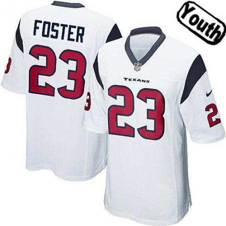 [NEW,Sewn-on]Arian Foster Youth Football Jersey - Houston #23 FOSTER Jersey (White) For Youth/Kid