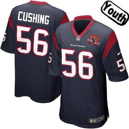 [NEW,Sewn-on]Brian Cushing Youth Football Jersey - Houston #56 CUSHING Jersey (Blue 10 Anniversary) For Youth/Kid